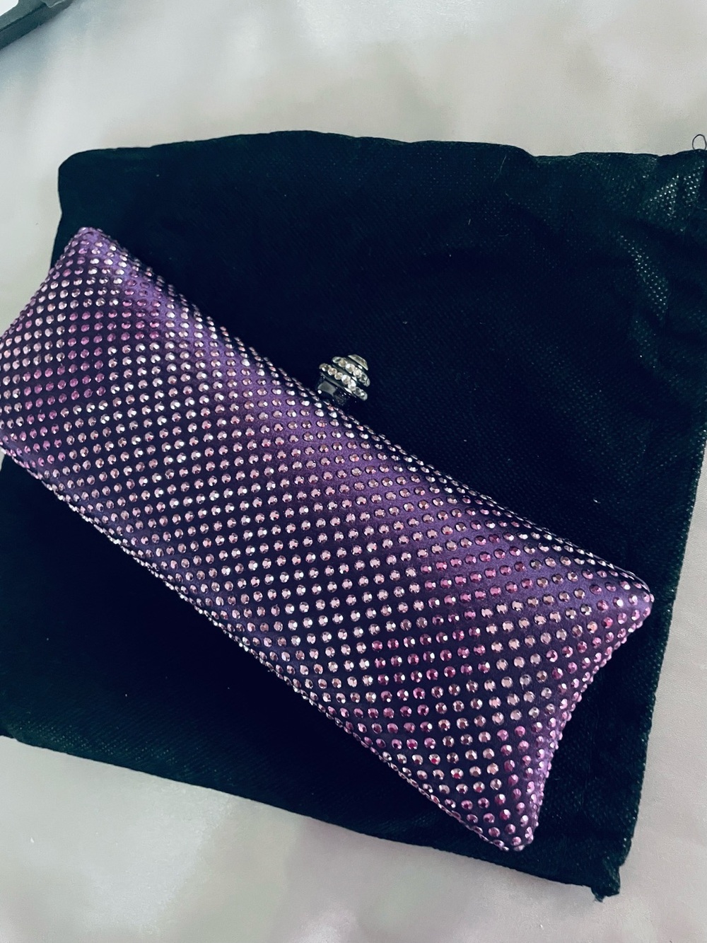 Orly Escapist Purple Crystal-Embellished Evening Clutch